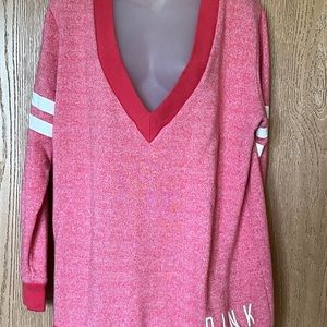 Pink Victoria’s Secret long sleeve “V” Sweater Size Medium